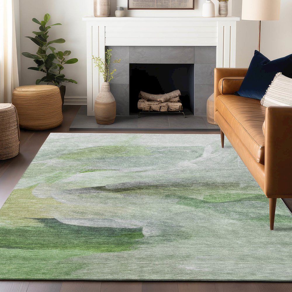 Luxury Washable Indoor/Outdoor Ravenna Aloe 8' x 10' Rug