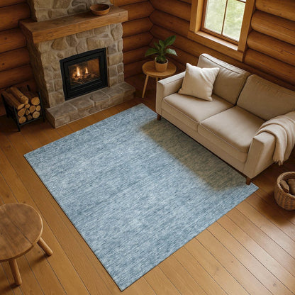 Luxury Washable Indoor/Outdoor Soft Essentials SE1 Blue 8' x 10' Rug