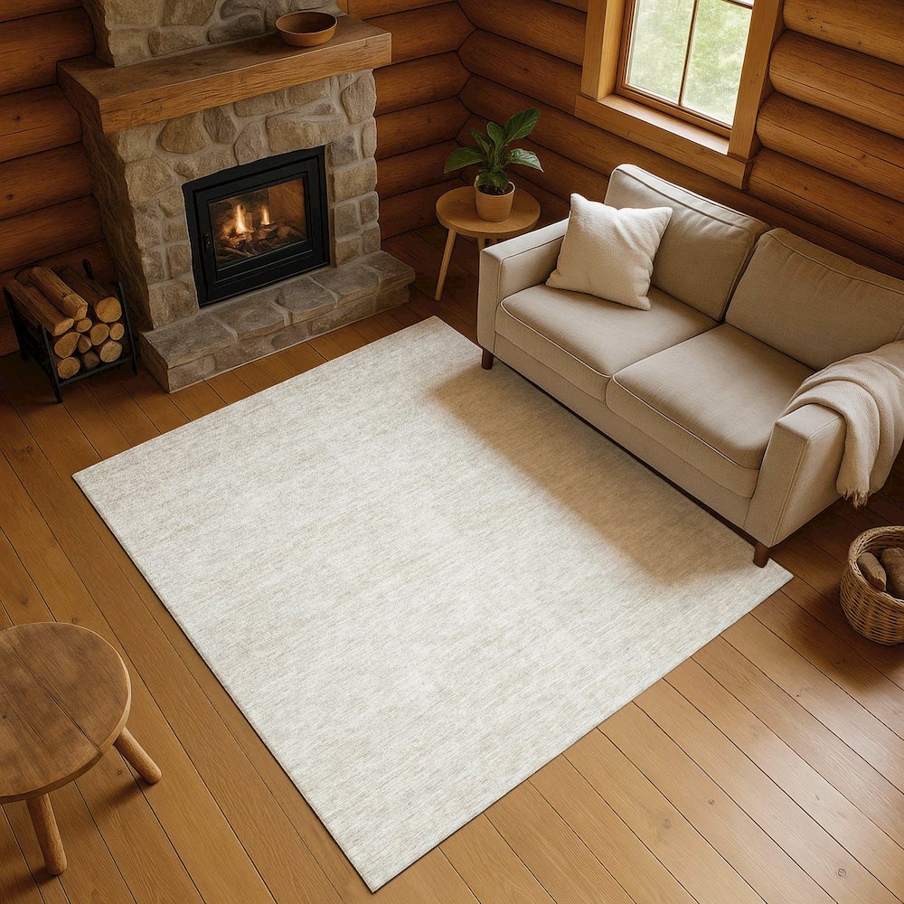 Luxury Washable Indoor/Outdoor Soft Essentials SE1 Ivory 8' x 10' Rug
