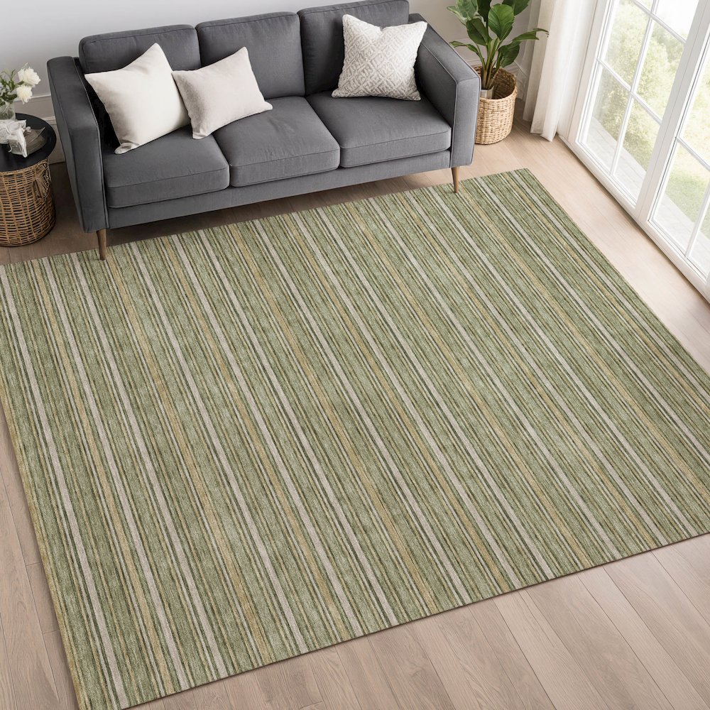Luxury Washable Indoor/Outdoor Soft Essentials SE2 Green 8' x 10' Rug