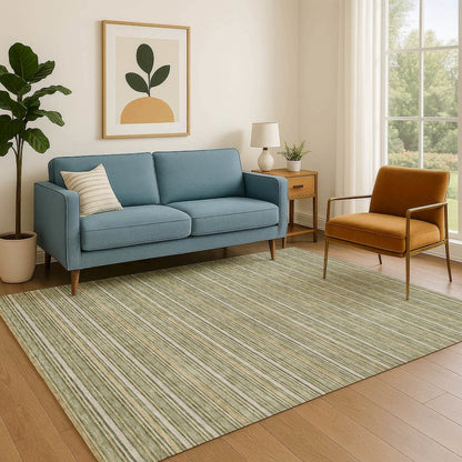 Luxury Washable Indoor/Outdoor Soft Essentials SE2 Green 8' x 10' Rug