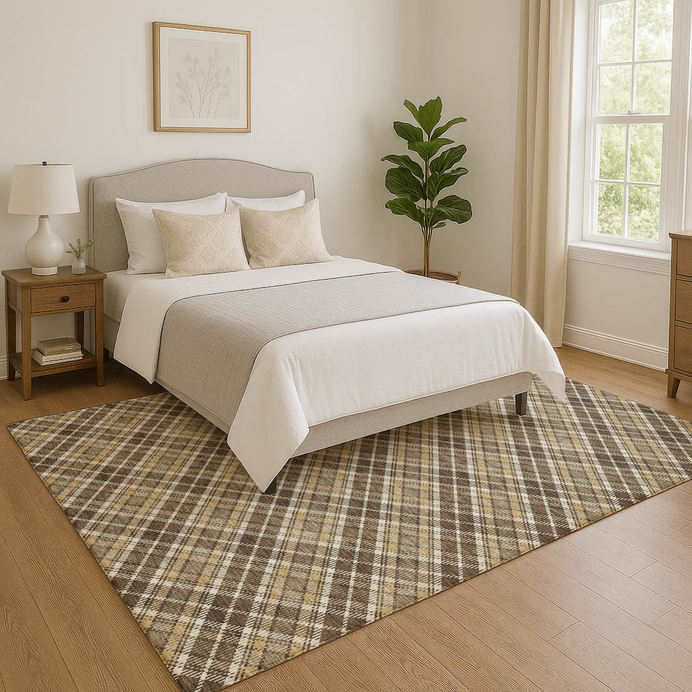 Luxury Washable Indoor/Outdoor Soft Essentials SE3 Brown 8' x 10' Rug