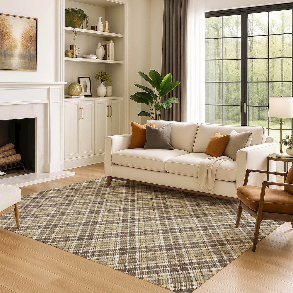 Luxury Washable Indoor/Outdoor Soft Essentials SE3 Brown 8' x 10' Rug