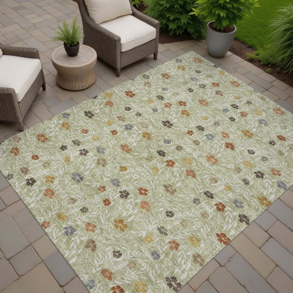 Luxury Washable Indoor/Outdoor Soft Essentials SE4 Green 5' x 7'6" Rug