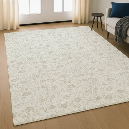 Luxury Washable Indoor/Outdoor Soft Essentials SE4 Ivory 8' x 10' Rug