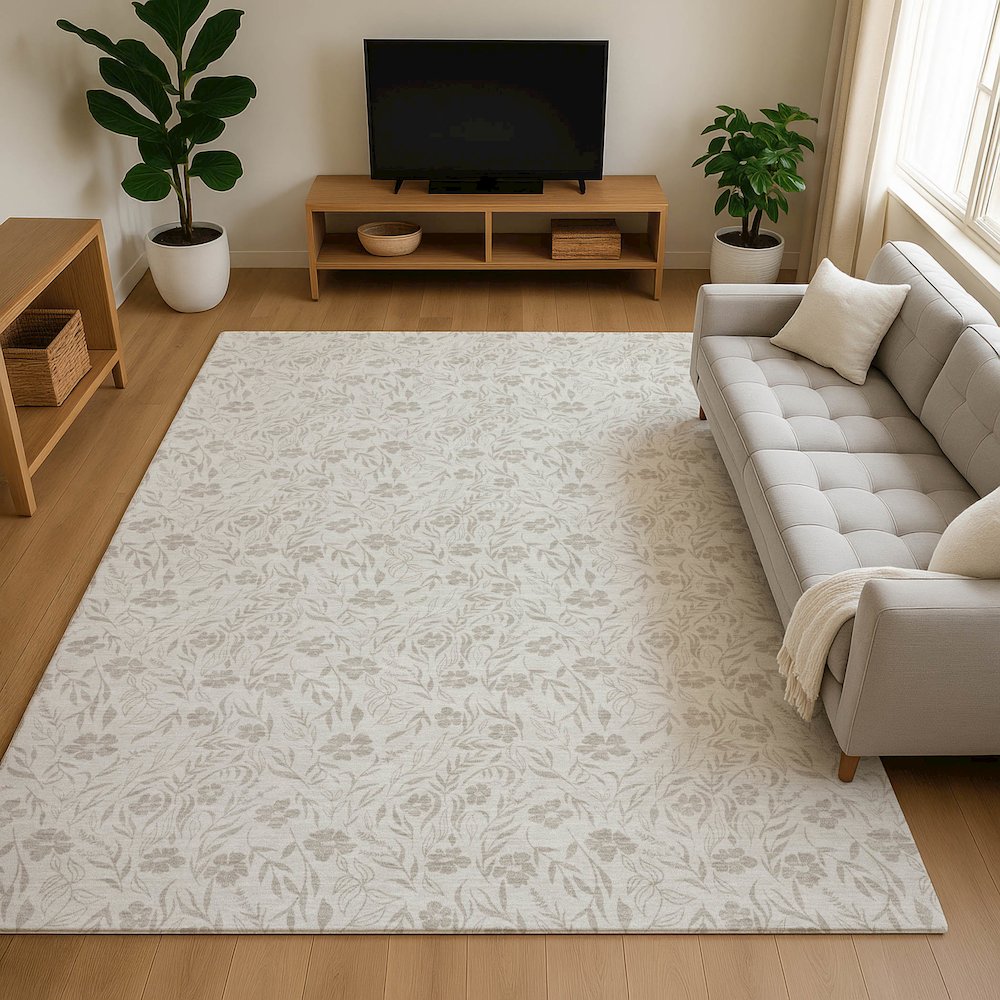 Luxury Washable Indoor/Outdoor Soft Essentials SE4 Ivory 8' x 10' Rug