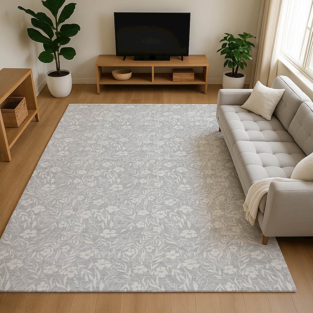 Luxury Washable Indoor/Outdoor Soft Essentials SE4 Gray 8' x 10' Rug