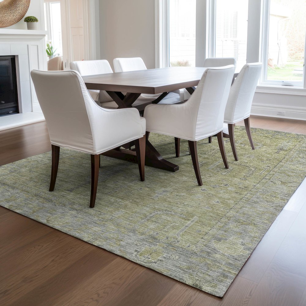 Luxury Washable Indoor/Outdoor Solace Aloe 8' x 10' Rug