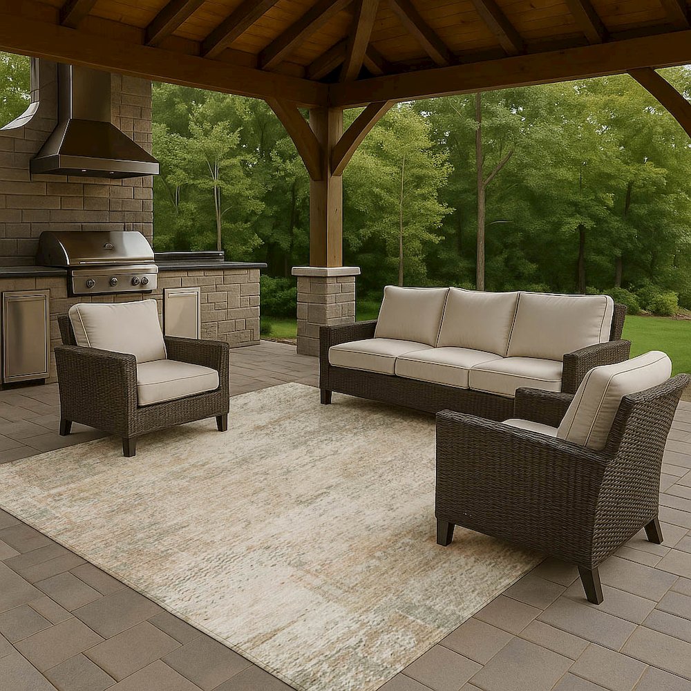 Luxury Washable Indoor/Outdoor Solace Linen 8' x 10' Rug