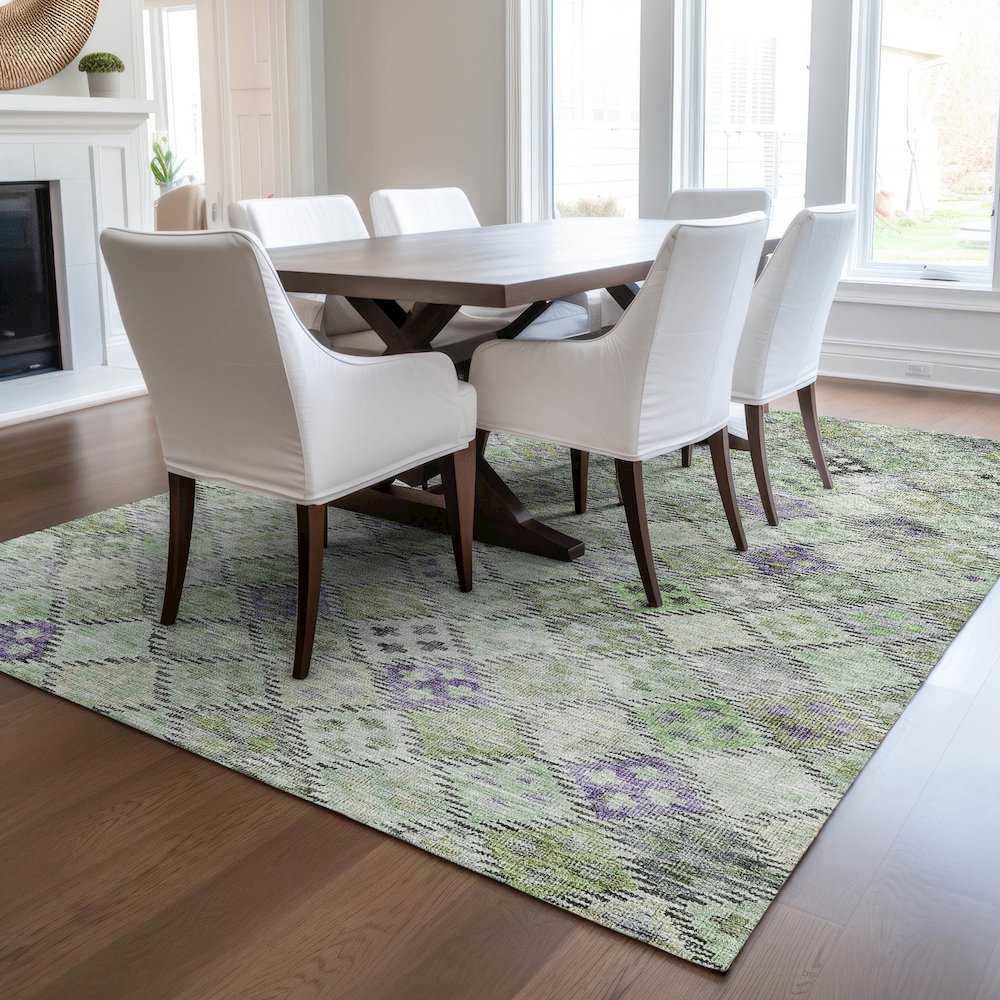 Luxury Washable Indoor/Outdoor Solace Green 8' x 10' Rug
