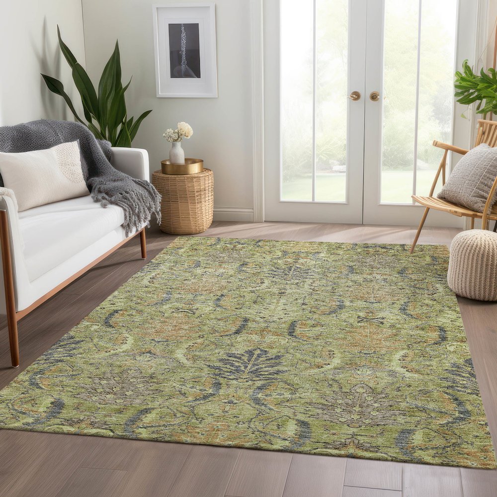 Luxury Washable Indoor/Outdoor Solace Aloe 8' x 10' Rug