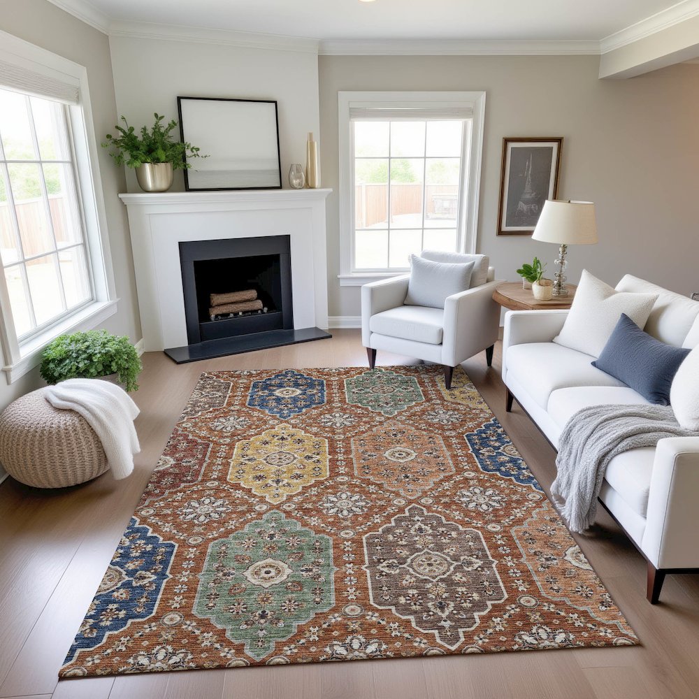 Indoor/Outdoor Silk Road Paprika 6'6" x 9'6" Rug