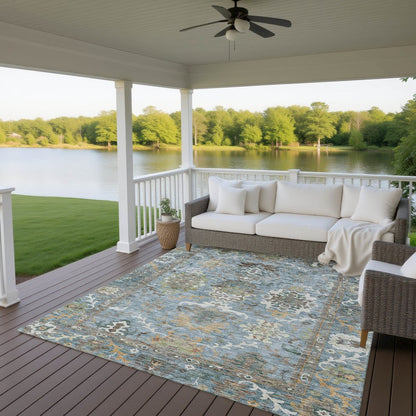 Indoor/Outdoor Silk Road Aqua 6'6" x 9'6" Rug