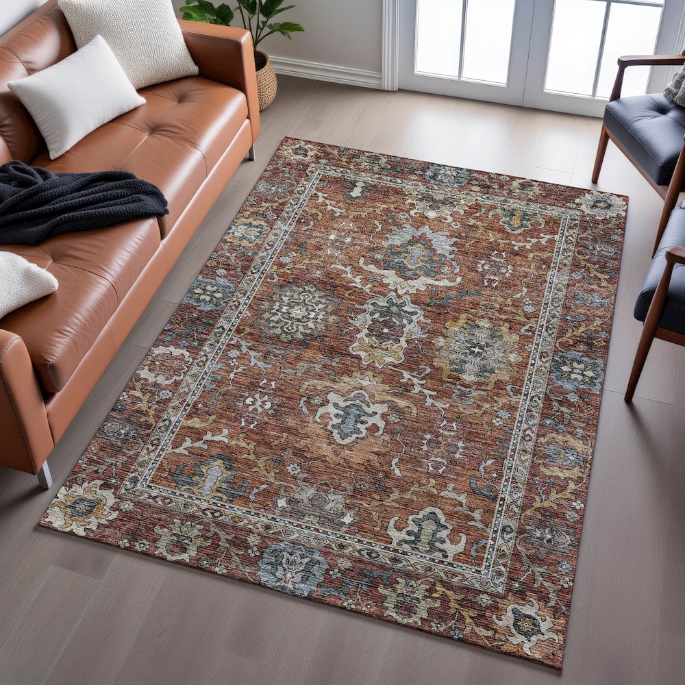Indoor/Outdoor Silk Road Paprika 6'6" x 9'6" Rug