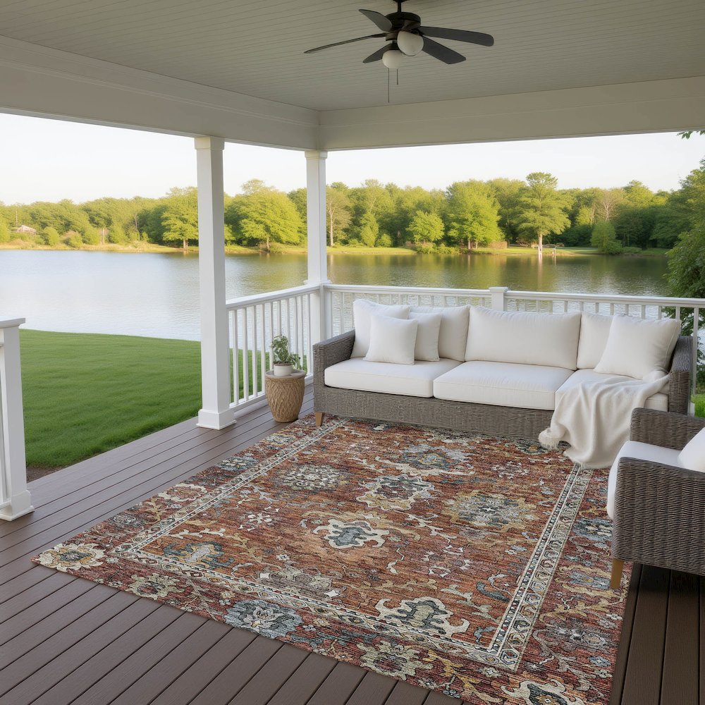 Indoor/Outdoor Silk Road Paprika 6'6" x 9'6" Rug