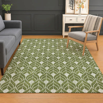 Luxury Washable Indoor/Outdoor The Reserve Olive 8' x 10' Rug