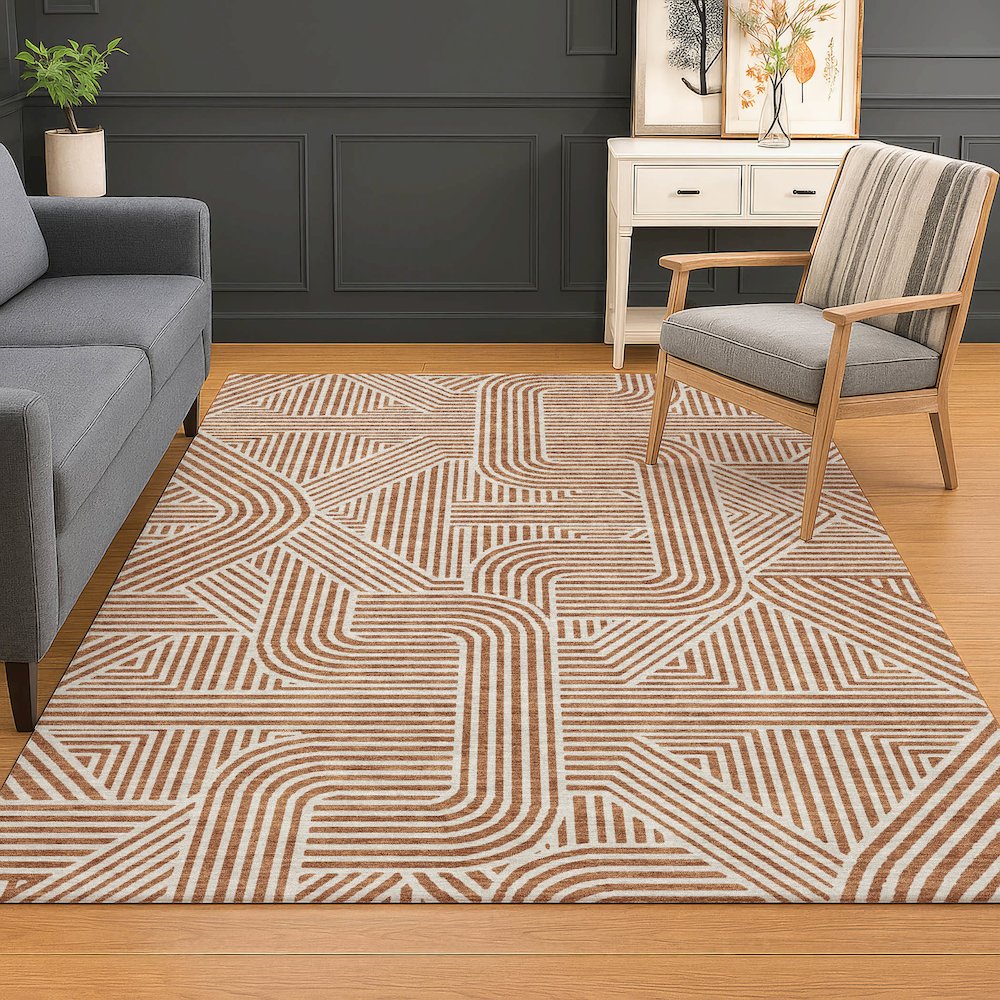Luxury Washable Indoor/Outdoor The Reserve Paprika 8' x 10' Rug