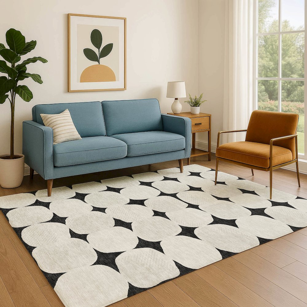 Luxury Washable Indoor/Outdoor The Reserve Black 8' x 10' Rug