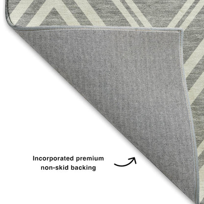 Luxury Washable Indoor/Outdoor The Reserve Pewter 3' x 5' Rug