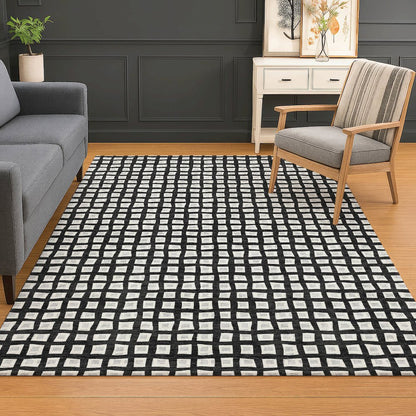 Luxury Washable Indoor/Outdoor The Reserve Black 8' x 10' Rug