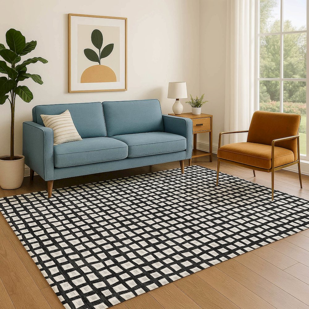 Luxury Washable Indoor/Outdoor The Reserve Black 8' x 10' Rug