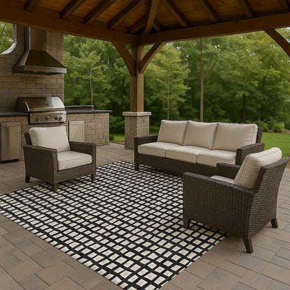 Luxury Washable Indoor/Outdoor The Reserve Black 8' x 10' Rug