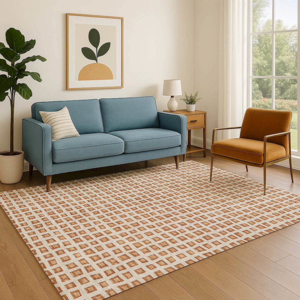 Luxury Washable Indoor/Outdoor The Reserve Copper 8' x 10' Rug