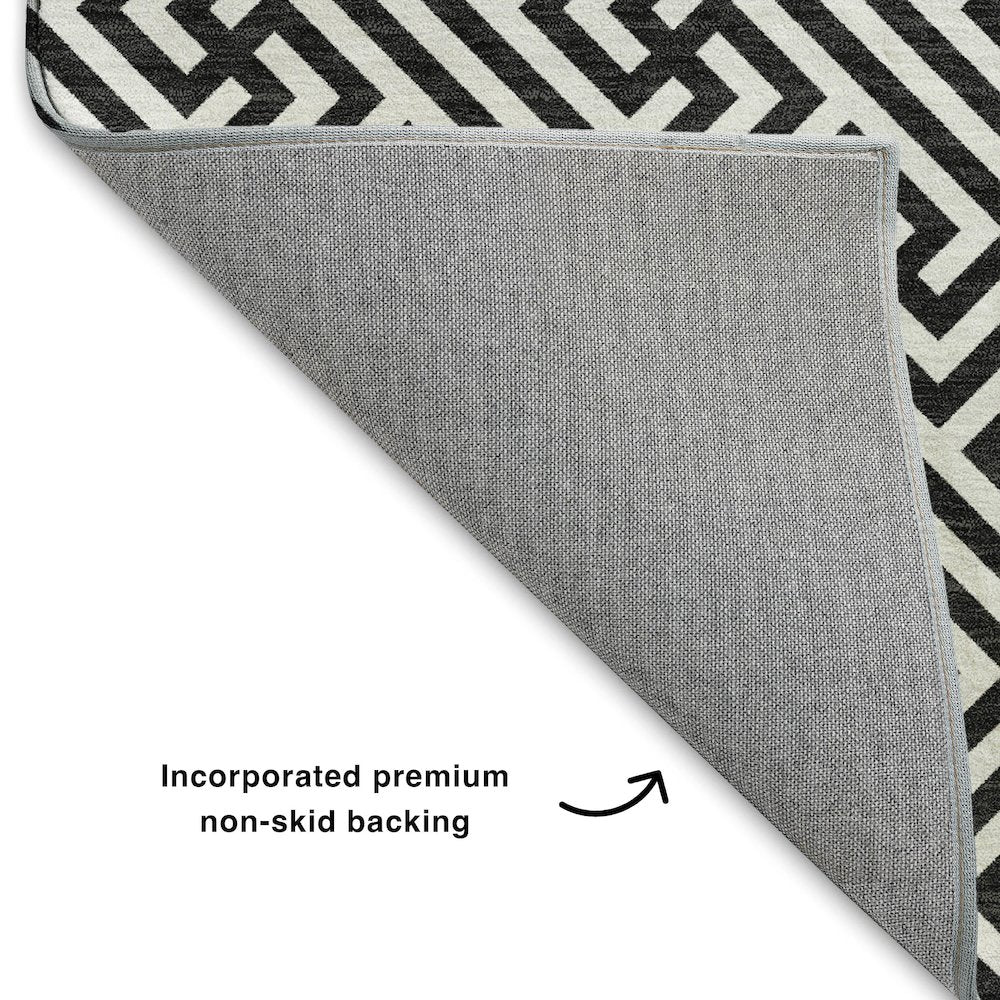 Luxury Washable Indoor/Outdoor The Reserve Black 3' x 5' Rug
