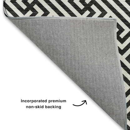 Luxury Washable Indoor/Outdoor The Reserve Black 3' x 5' Rug