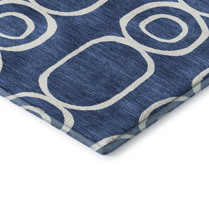 Luxury Washable Indoor/Outdoor The Reserve Navy 3' x 5' Rug