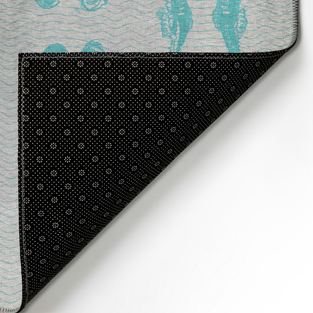 Indoor/Outdoor Seabreeze SZ15 Teal Washable 3' x 5' Rug