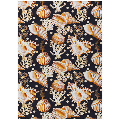 Indoor/Outdoor Seabreeze SZ6 Black Washable 8' x 10' Rug