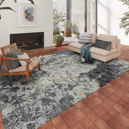 Indoor/Outdoor Accord AAC33 Black Washable 8' x 10' Rug