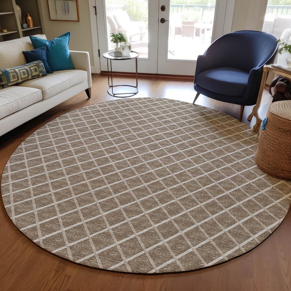 Indoor/Outdoor York YO1 Taupe Washable 8' x 8' Rug