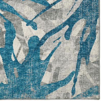 Bravado Blue Contemporary Color Splash 3' x 5' Area Rug Blue ABV36