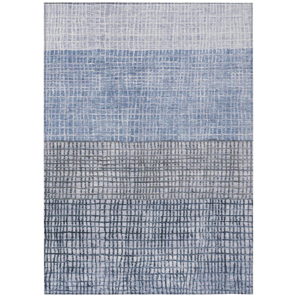 Machine Washable Indoor/Outdoor Chantille Blue 9' x 12' Rug