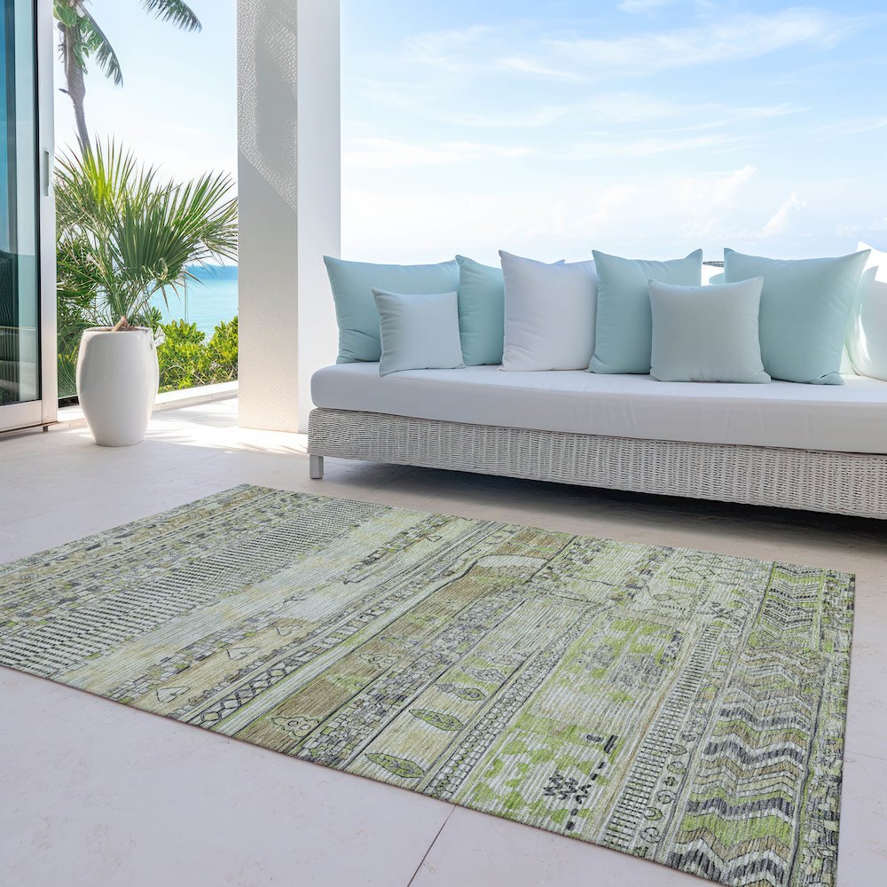 Machine Washable Indoor/Outdoor Chantille Beige 9' x 12' Rug