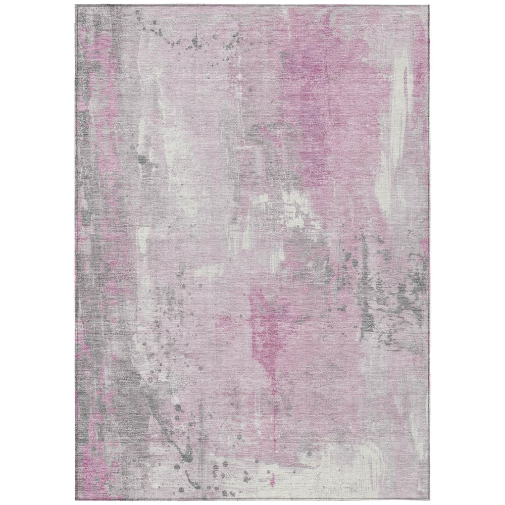 Machine Washable Indoor/Outdoor Chantille Pink 9' x 12' Rug