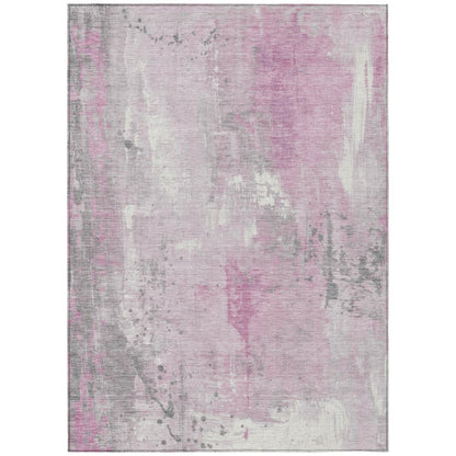 Machine Washable Indoor/Outdoor Chantille Pink 9' x 12' Rug