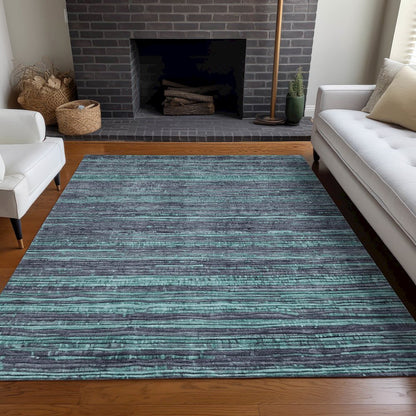 Machine Washable Indoor/Outdoor Chantille Teal 9' x 12' Rug