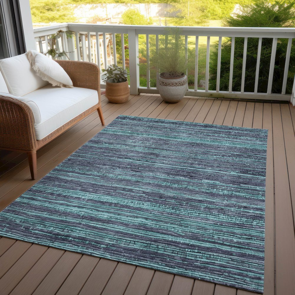 Machine Washable Indoor/Outdoor Chantille Teal 9' x 12' Rug