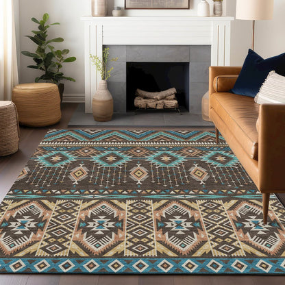 Machine Washable Indoor/Outdoor Chantille Brown 9' x 12' Rug