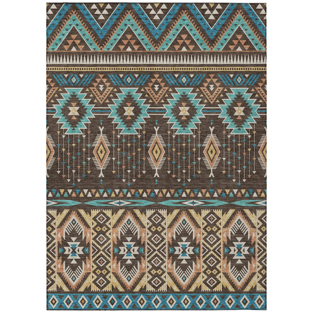 Machine Washable Indoor/Outdoor Chantille Brown 9' x 12' Rug