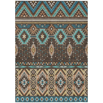 Machine Washable Indoor/Outdoor Chantille Brown 9' x 12' Rug