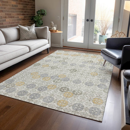Machine Washable Indoor/Outdoor Chantille Ivory 9' x 12' Rug