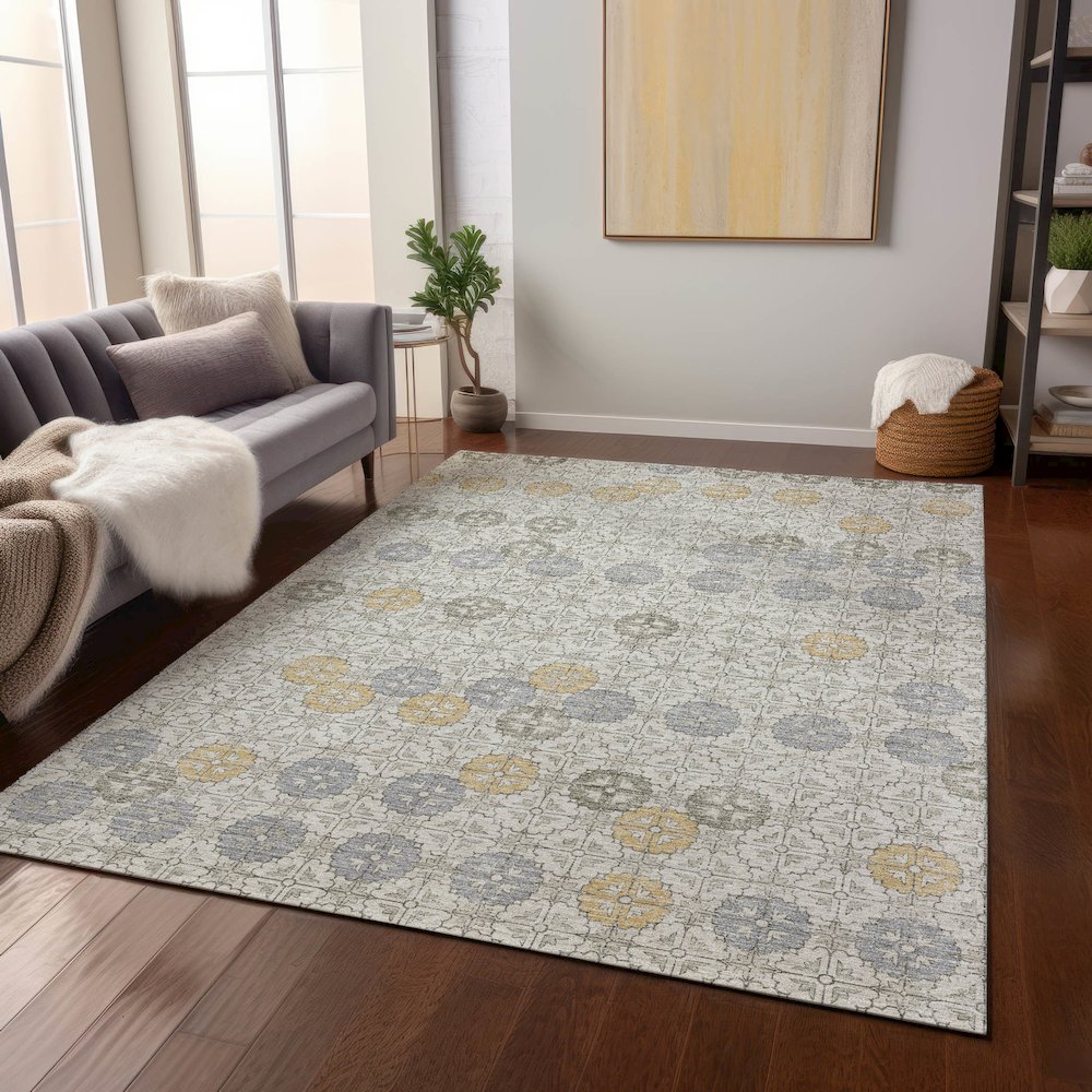 Machine Washable Indoor/Outdoor Chantille Ivory 9' x 12' Rug