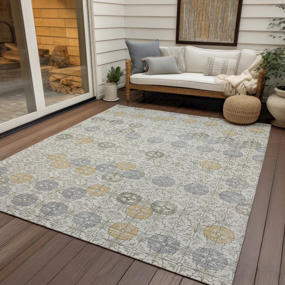 Machine Washable Indoor/Outdoor Chantille Ivory 9' x 12' Rug