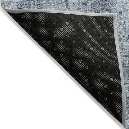 Machine Washable Indoor/Outdoor Chantille Blue 5' x 7'6" Rug