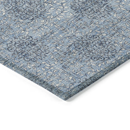 Machine Washable Indoor/Outdoor Chantille Blue 5' x 7'6" Rug