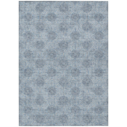 Machine Washable Indoor/Outdoor Chantille Blue 9' x 12' Rug